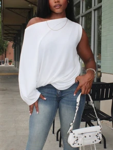Steph T All White,Summer,Casual,Everyday White Top For Women,Y2K Street Sweet Style,Simple Basic Early Spring Music Festival Travel & Commute - White - View 7