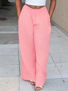 Steph T Women's Elegant Plaid Pants Pink - Pink - View 3