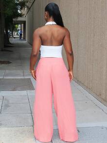 Steph T Women's Elegant Plaid Pants Pink - Pink - View 2