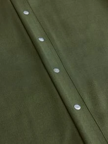 AXEPEAK Men's Solid Color Waist Button Design Wide Leg Loose Fit Long Pants - Green - View 7
