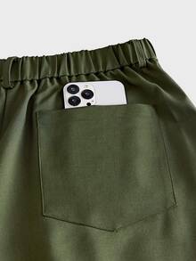 AXEPEAK Men's Solid Color Waist Button Design Wide Leg Loose Fit Long Pants - Green - View 8