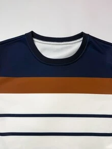 Manfinity Dauomo Men's Crew Neck Colorblock Casual Versatile Daily Wear Long Sleeve Sweatshirt - Multicolor - View 4