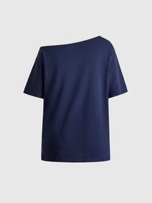 ROMWE Women T-Shirts - Navy Blue - View 2