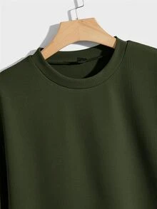 Manfinity RebelGame Loose Men Solid Drop Shoulder Tee - Olive Green - View 3