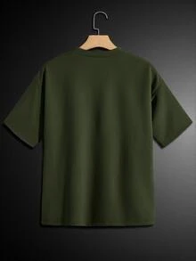 Manfinity RebelGame Loose Men Solid Drop Shoulder Tee - Olive Green - View 2