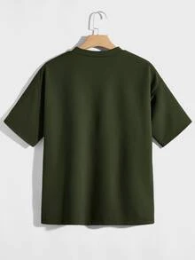 Manfinity RebelGame Loose Men Solid Drop Shoulder Tee - Olive Green - View 5