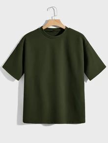 Manfinity RebelGame Loose Men Solid Drop Shoulder Tee - Olive Green - View 6