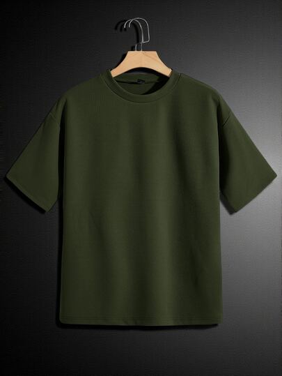 HIMLAND Loose Men Solid Drop Shoulder Tee