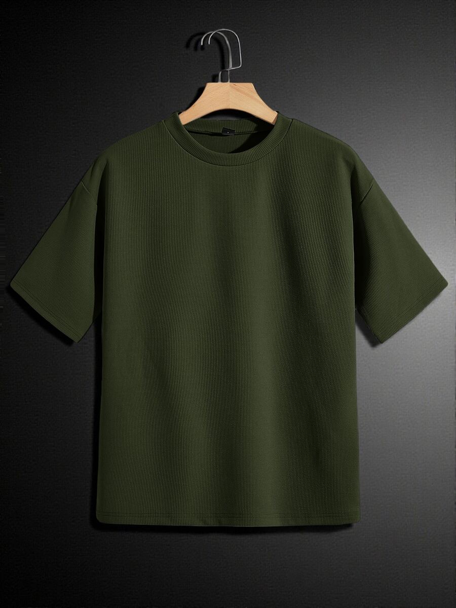 Manfinity RebelGame Loose Men Solid Drop Shoulder Tee - Olive Green - View 1