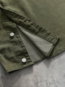 AXEPEAK Men's Washed Applique Embroidery Fashion Jacket - Army Green - View 6