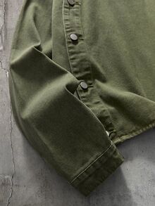 AXEPEAK Men's Washed Applique Embroidery Fashion Jacket - Army Green - View 5