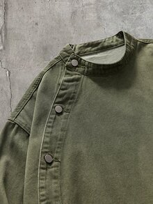 AXEPEAK Men's Washed Applique Embroidery Fashion Jacket - Army Green - View 4