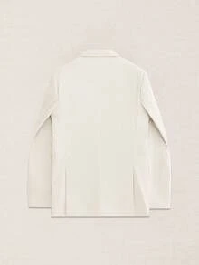 Suiteron Men's Versatile Lapel Neck Long Sleeve Double-Breasted Corduroy Blazer, Formal - White - View 8