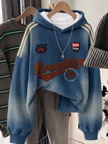 Teen Girl Letter Graphic Drop Shoulder Sweatshirt - Multicolor - View 3