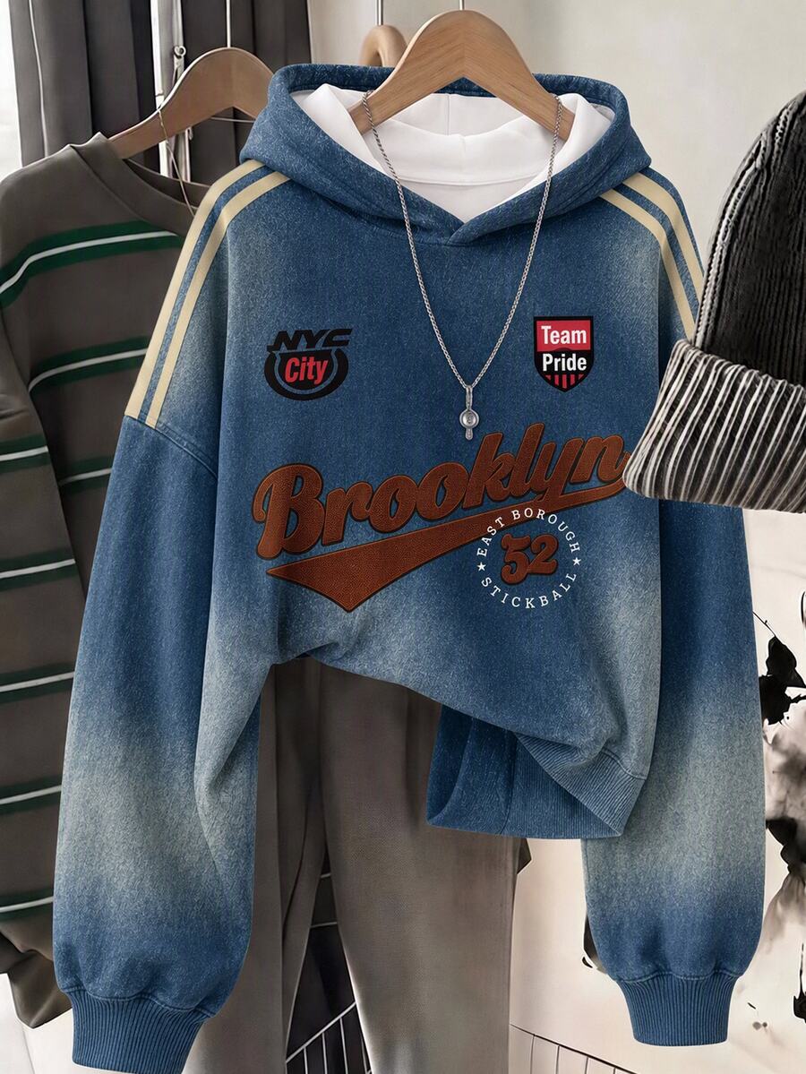 Teen Girl Letter Graphic Drop Shoulder Sweatshirt - Multicolor - View 1