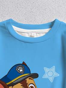 SHEIN | PAW Patrol Young Boy Summer Casual Sports Daily Commute Funny Cartoon Dog & Football Print Contrast Color Short Sleeve T-Shirt And Shorts Set - White - View 4