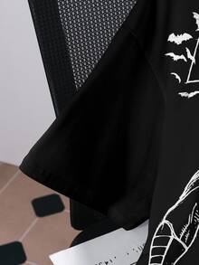 BATMAN X SHEIN Men's Letter Print Crew Neck Short Sleeve Casual T-Shirt - White - View 5