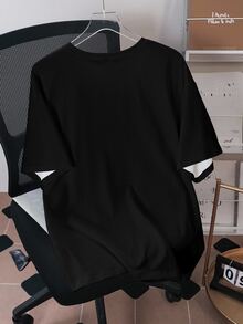 BATMAN X SHEIN Men's Letter Print Crew Neck Short Sleeve Casual T-Shirt - White - View 2