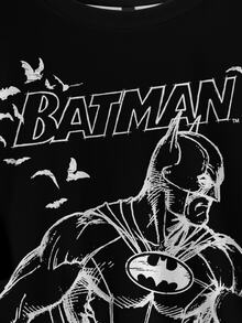 BATMAN X SHEIN Men's Letter Print Crew Neck Short Sleeve Casual T-Shirt - White - View 6