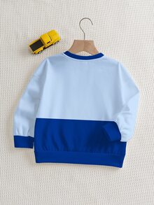 SHEIN | PAW Patrol Young Boy Colorblock Letter & Cartoon Graphic Crew Neck Long Sleeve Sweatshirt - White - View 2