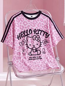 HELLO KITTY AND FRIENDS | SHEIN Women's Full Print Round Neck Short Sleeve T-Shirt - White - View 1