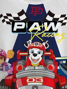 SHEIN | PAW Patrol Young Boy Summer Casual Cartoon Dog And Letter Graphic Short Sleeve T-Shirt - White - View 5