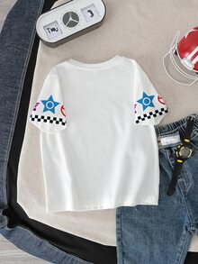 SHEIN | PAW Patrol Young Boy Summer Casual Cartoon Dog And Letter Graphic Short Sleeve T-Shirt - White - View 2