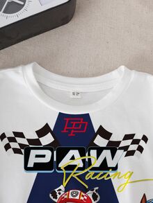 SHEIN | PAW Patrol Young Boy Summer Casual Cartoon Dog And Letter Graphic Short Sleeve T-Shirt - White - View 4