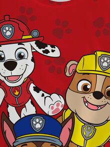 SHEIN | PAW Patrol 小男孩夏季休闲卡通狗和爪印短袖T恤 - 白色 - 查看 5
