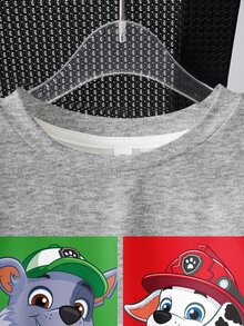 SHEIN | PAW Patrol 男童圆领短袖T恤短裤套装（2件套） - 白色 - 查看 4