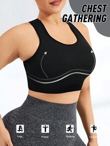 Rhythm Era Plus Size Women's Solid Color Sports Bra - Black - View 5