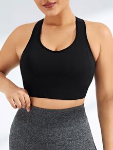 Rhythm Era Plus Size Women's Solid Color Sports Bra - Black - View 4