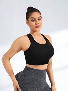 Rhythm Era Plus Size Women's Solid Color Sports Bra - Black - View 8