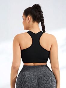 Rhythm Era Plus Size Women's Solid Color Sports Bra - Black - View 2