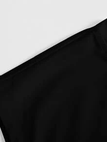 Manfinity Roughcore Men's Round Neck Letter Print Casual Versatile Daily Wear Top Sleeveless Tee Muscle Tee For Men, Graphic Tank, Holiday - Black - View 4