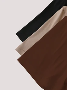 SHEIN 3件装加大码女式休闲日常通勤纯色V领短袖T恤 - 彩色 - 查看 3