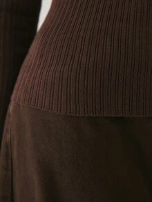 YARNWELL Women's Solid Color Versatile Round Neck Long Sleeve Sweater For Daily Wear - Brown - View 7