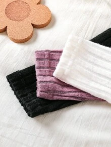 SHEIN 3件組女嬰粉色白色黑色秋季可愛畢業返校軟彈性純色荷葉邊長袖上衣休閒穿搭 - 彩色 - 查看 4