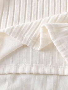 SHEIN 3件組女嬰粉色白色黑色秋季可愛畢業返校軟彈性純色荷葉邊長袖上衣休閒穿搭 - 彩色 - 查看 6