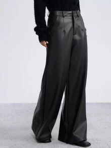 DAZY Girls (Big) Black Straight Leg Casual Autumn/Winter Leather PU Pants - Black - View 3