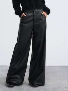 DAZY Girls (Big) Black Straight Leg Casual Autumn/Winter Leather PU Pants - Black - View 5