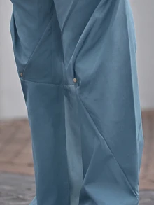 Devon Thys Men's Fashionable Versatile Solid Color Loose Fit Pants - Blue - View 2