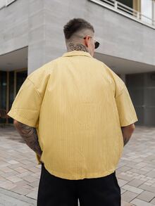Artur Kramer 男士条纹单排扣休闲百搭日常衬衫 - 黃色 - 查看 4