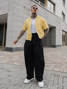 Artur Kramer 男士条纹单排扣休闲百搭日常衬衫 - 黃色 - 查看 3