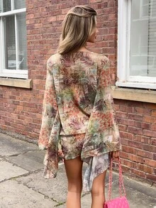 Wiktoria Wolska Women's All-Over Print Casual Beach Mini Dress Elegant - Multicolor - View 2