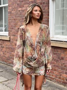 Wiktoria Wolska Women's All-Over Print Casual Beach Mini Dress Elegant - Multicolor - View 1