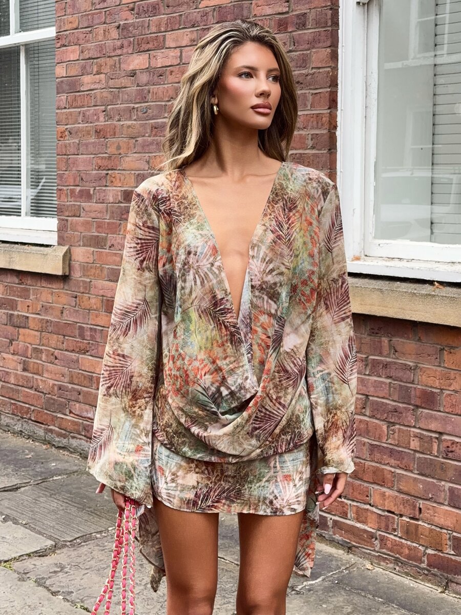 Wiktoria Wolska Women's All-Over Print Casual Beach Mini Dress Elegant - Multicolor - View 1