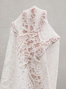 Brillora Women's Lace Stand Collar Long Sleeve Elegant Blouse - White - View 18