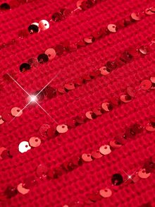 Comfylo Plus Size Christmas Autumn/Winter Fashion Sequin Sweater - Red - View 7