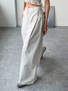 DAZY High Waist Wide Leg Pants - White - View 5